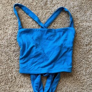 Garage Vibrant Blue Ribbed Top
